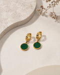 Emerald Disc Hoop Earrings