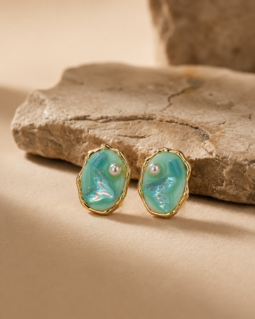 Aqua Pearl Reef Earrings
