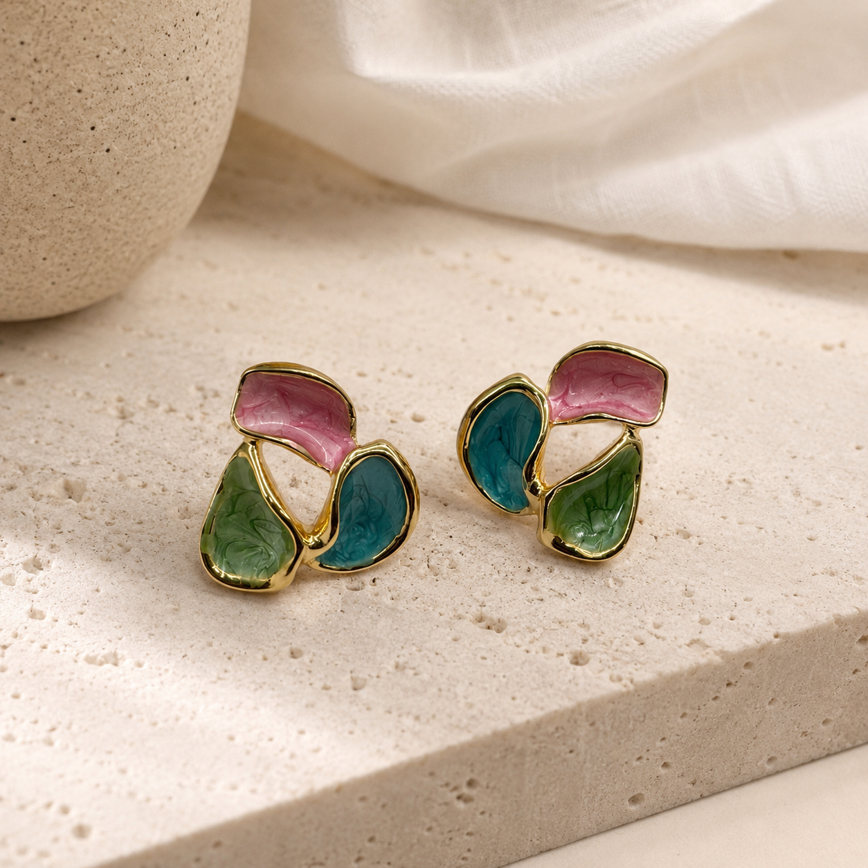 Color Petal Stud Earrings