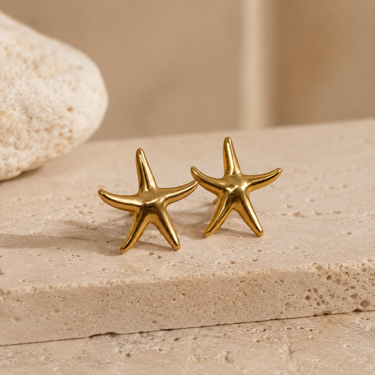 Golden Starfish Stud Earrings