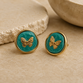 Aqua Butterfly Stud Earrings