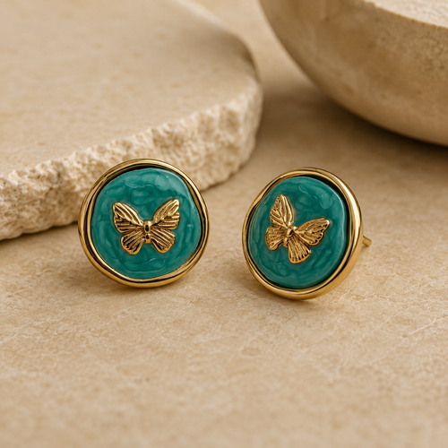 Aqua Butterfly Stud Earrings