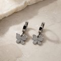 Silver Butterfly Hoop Earrings