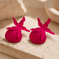 Fuchsia Shell Flower Earrings