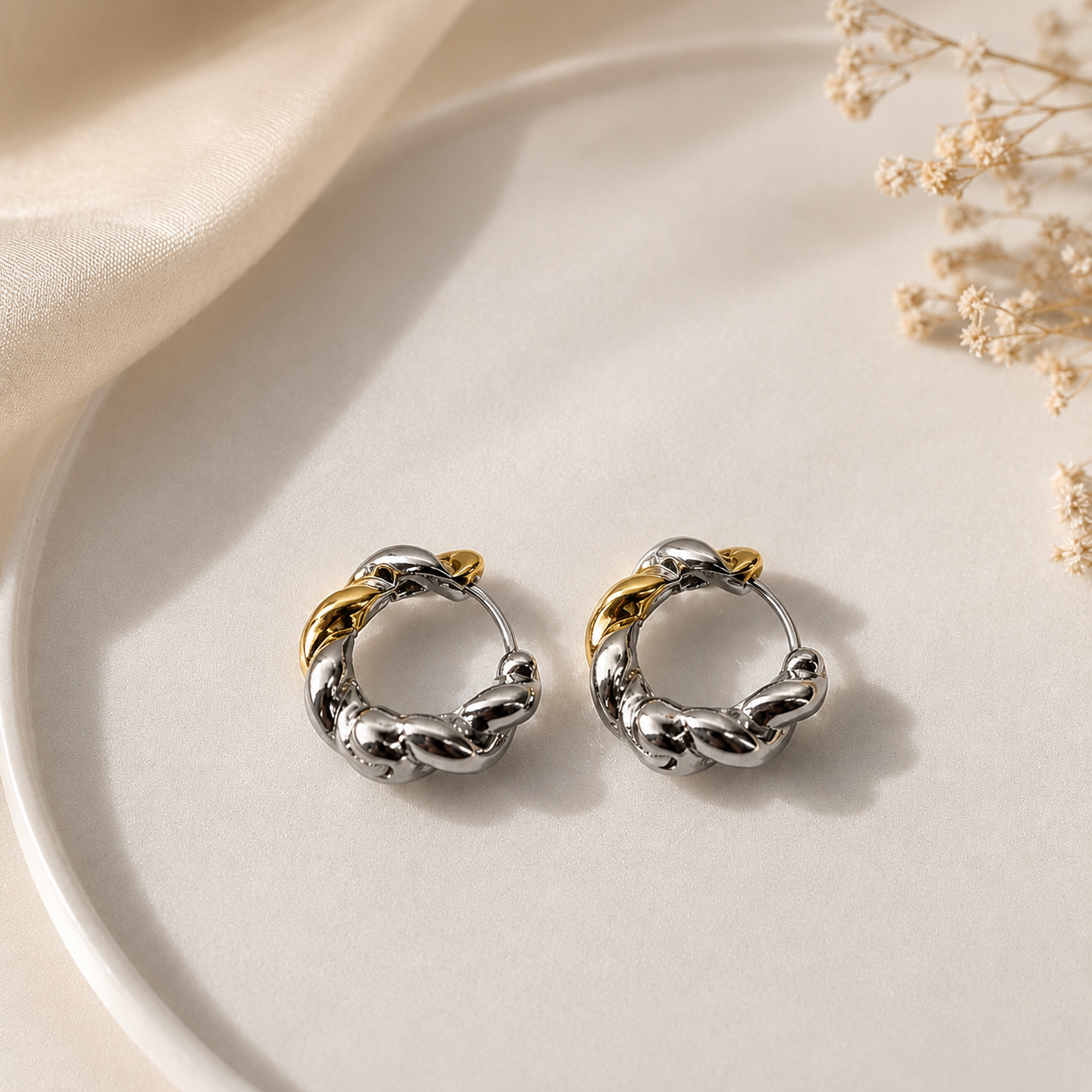 Duo Twist Hoop Earrings