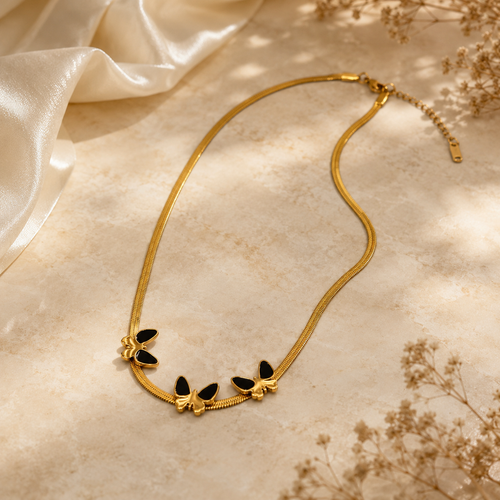 Black Butterfly Chain Necklace