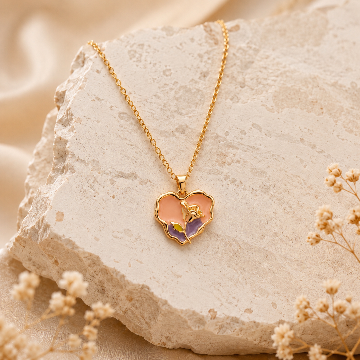Blush Rose Heart Necklace