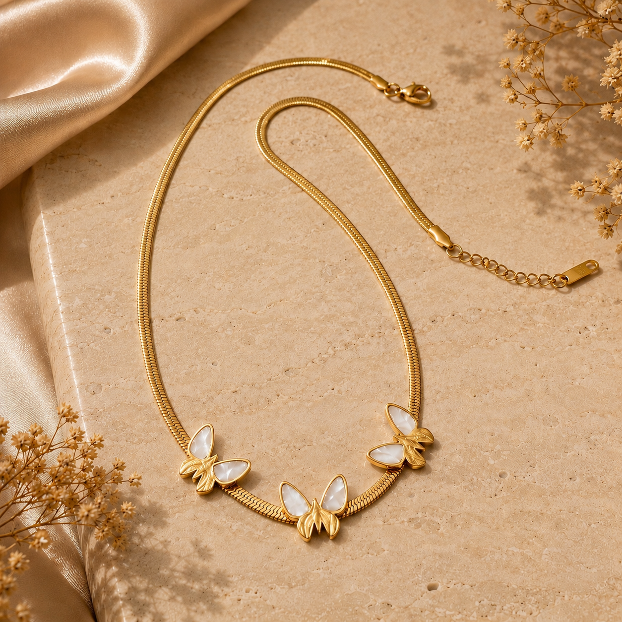 Pearl Butterfly Trio Necklace