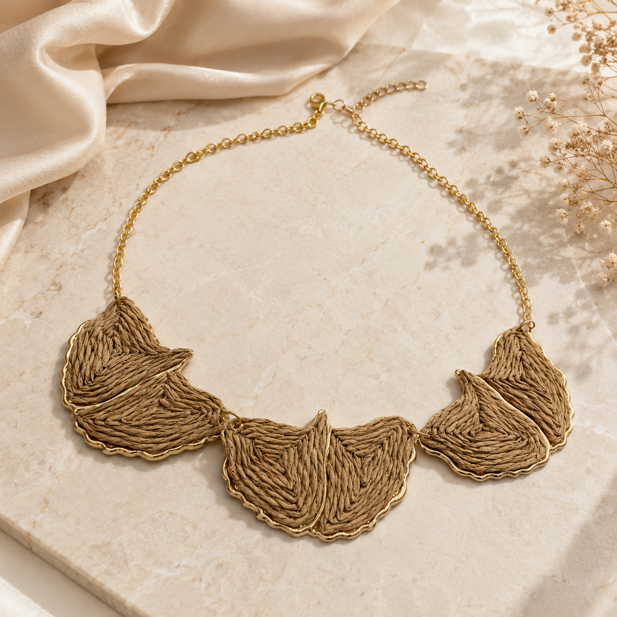 Raffia Leaf Necklace