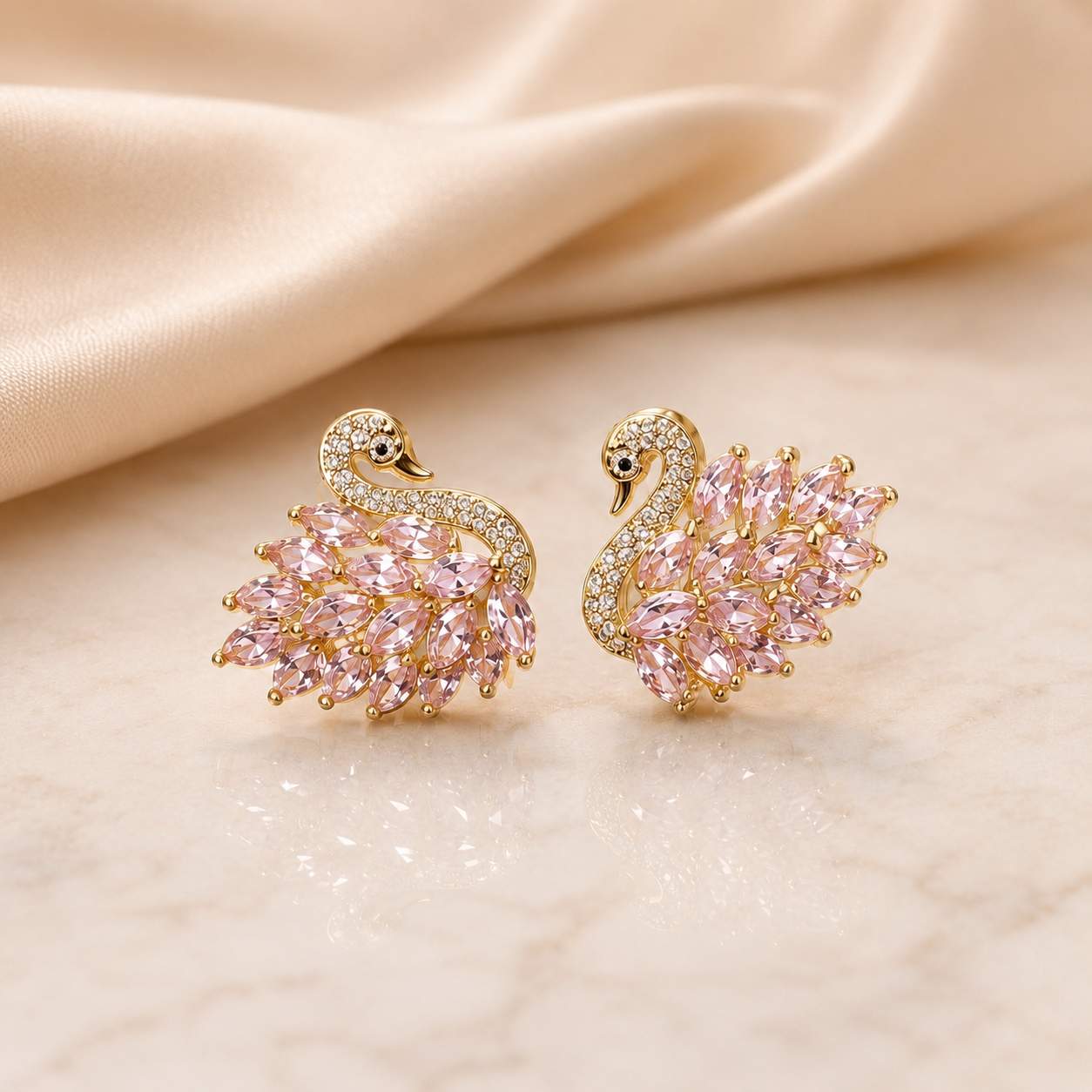 Rosé Swan Earrings